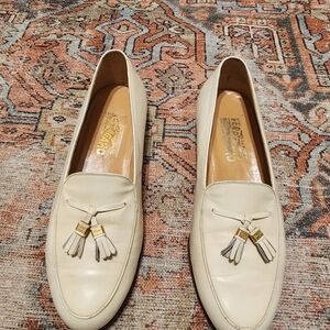 Salvatore Ferragamo Women's Cream Leather Loafers